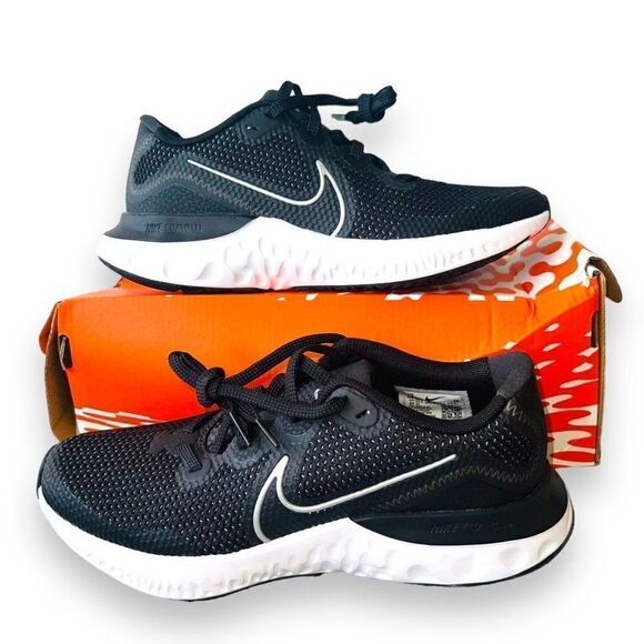 Nike Renew Run GS 'Black Metallic Silver' CT1430-091 Youth 4.5 Women's 6 - Picture 1 of 12